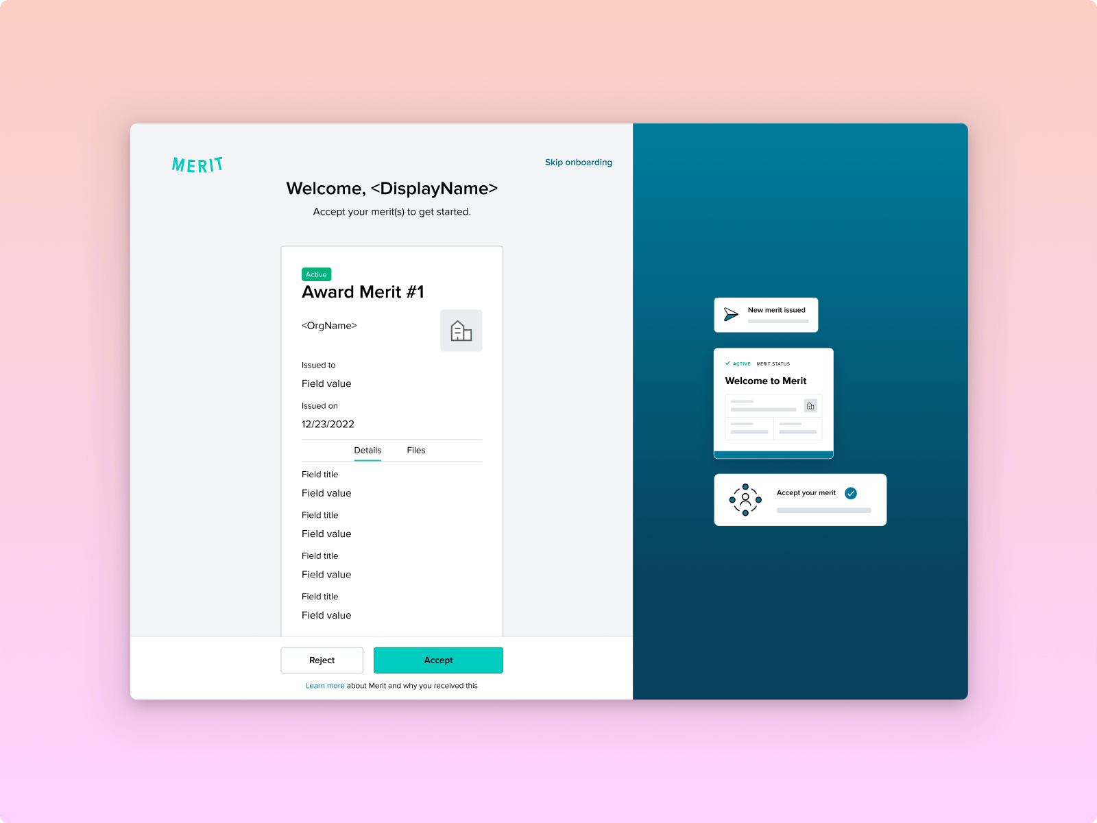 Merit onboarding flow